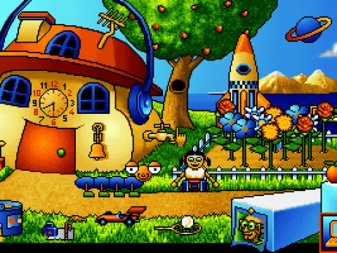 The main area. Here we spend most of the time. Notice the lush garden to the right