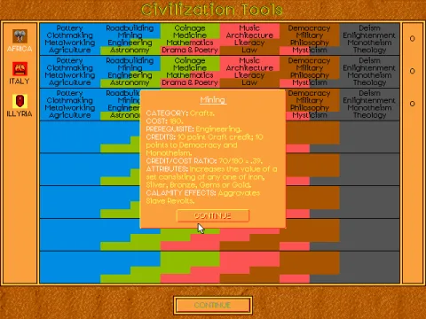 Here's where you see how the civilizations are advancing.