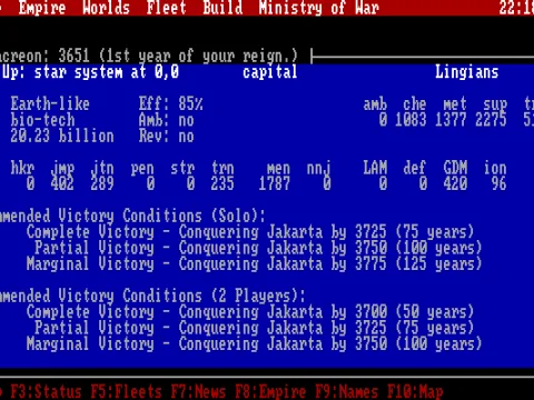 Star system data screen