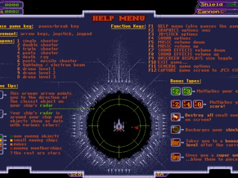In-game help screen.