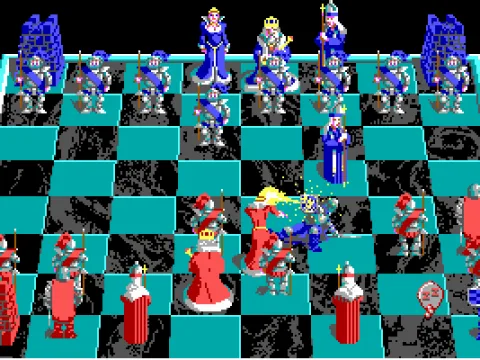 Knight ricochets the Queen's attack and takes her. (EGA)