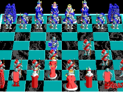 Knight takes Rook and he comes crumbling down. (EGA)