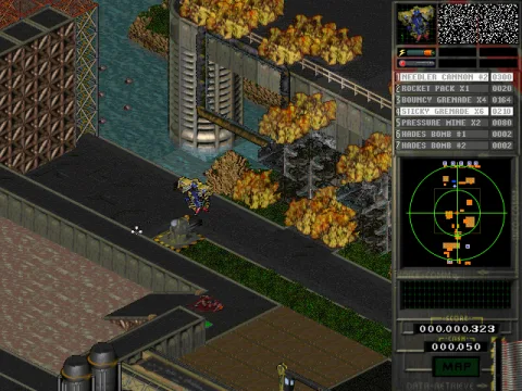 A pop-up turret just blew up some scenery.