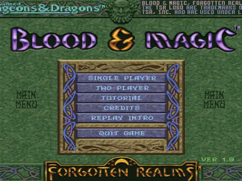 Main menu