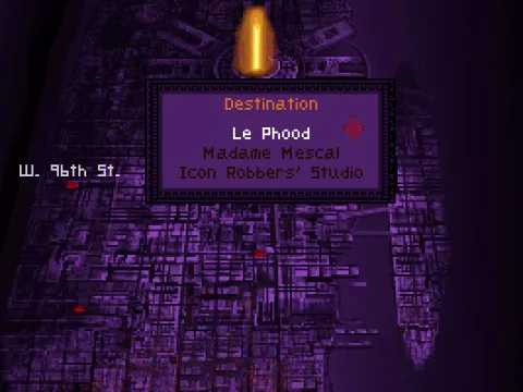 You travel between locations on this map of New York.