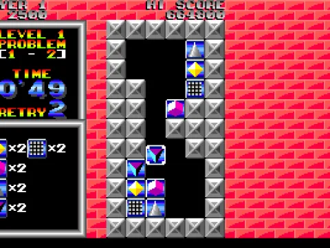 The outline around the falling block represents the