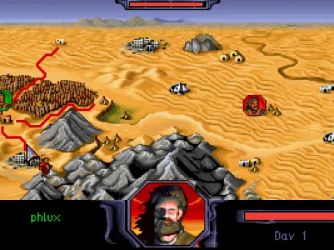 The main game map - here, you'll travel