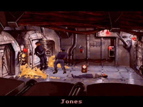 Something breaks free of the crate and grabs the Captain