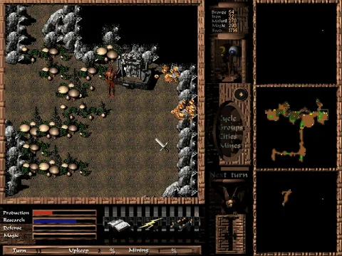 Enemy units, both in the open and garrisoned in cities, only become visible when they are in the sight range of the player's own units.