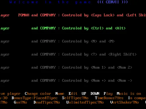 Title, Main Menu, and 2 Players selected