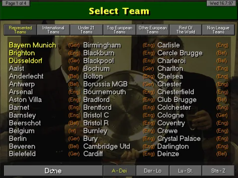 Selecting teams for the league.