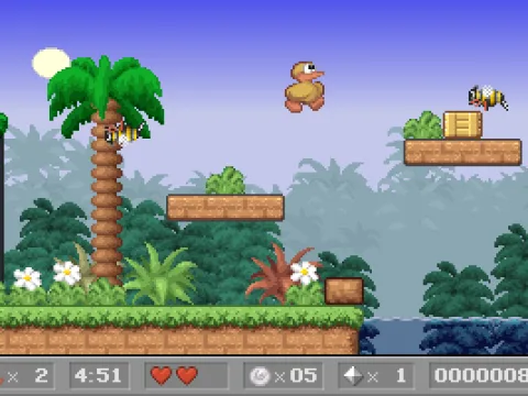 Bees can also be defeated by jumping on them.