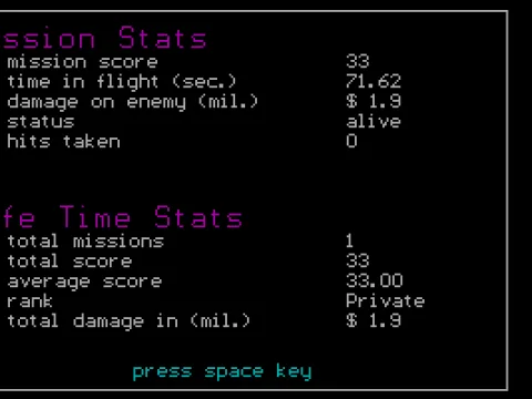 Stats screen (post-mission)