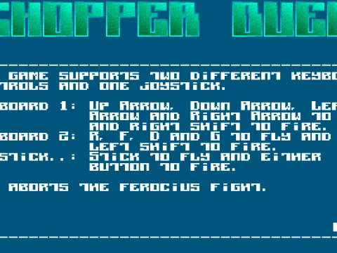 The players can use the keyboard or a joystick