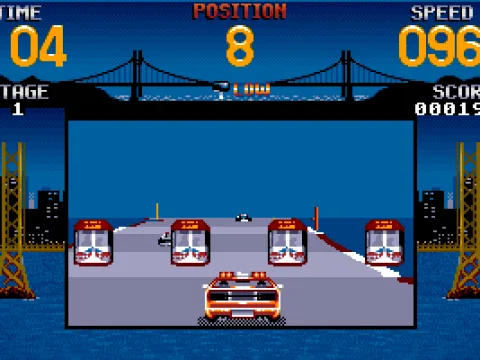 Squeezing between the toll booths. (VGA)