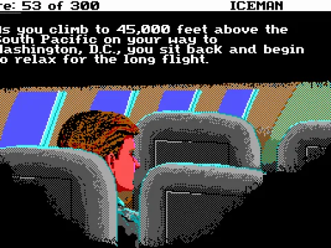 A cut-scene aboard an airplane.