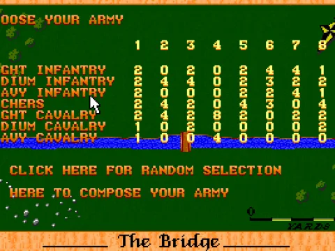 Choosing your army type.