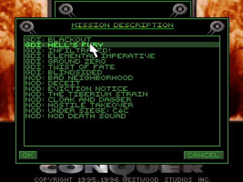 New mission selection