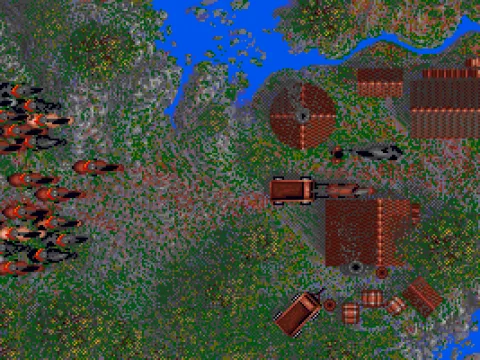 Conan´s village about to get destroyed by the dark priests of Set