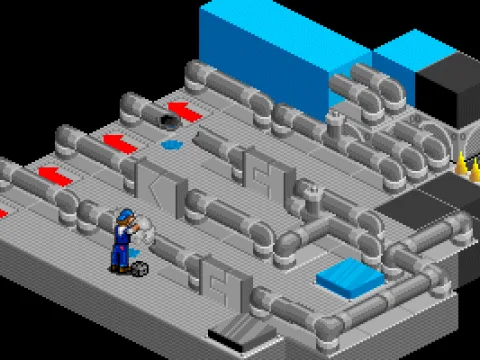 Zack has to fix the broken pipes so that the doors will open.