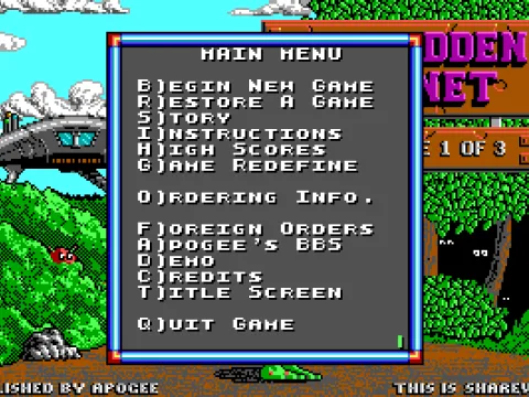 menu screen