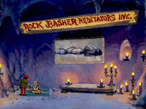 The picture on the wall shows how many rocks you still need to fetch.