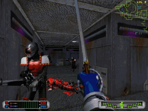 With powerblade against brutal soldiers