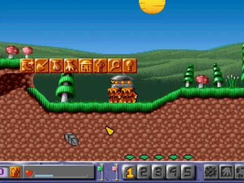 Main game screen with icon menu