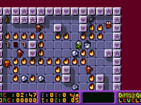 Push the stones to your enemies in order to destroy them.