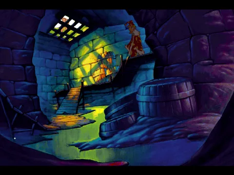 In the sewers, with an interesting view at the milkmaid's legs. ;)