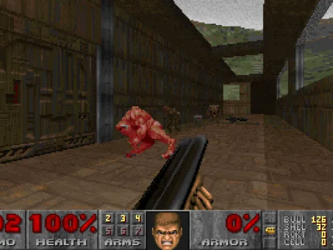 A large hallway with monsters.