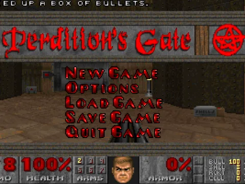Main menu with a demo running in the background.