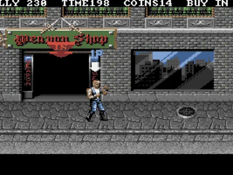 Start screen, head into the weapons shop, quick.