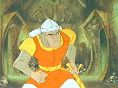 Dirk the Daring, looking just like you remember him from the arcade, now in your own home
