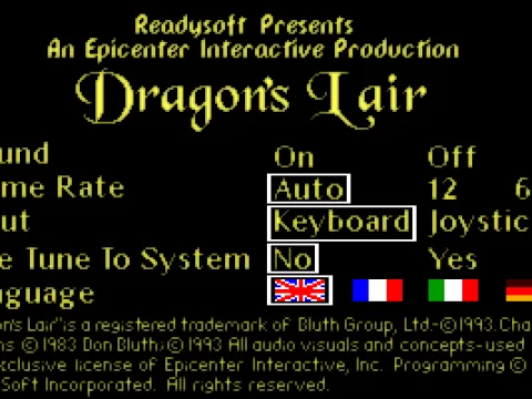 Menu for the EU version.