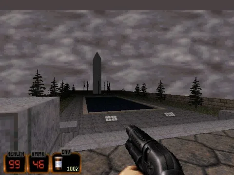 Looking over the Mall at the Washington Monument *(not to scale)