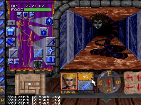 Fighting a bone naga.  Note the mini-automap in the lower left-hand corner.