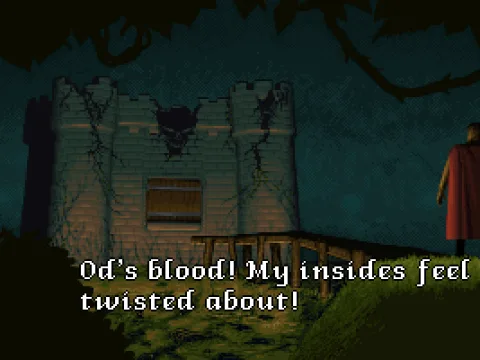 Our hero has been teleported to the dungeon entrance.