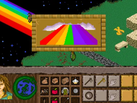 A rainbow bridge connects Asgard to Midgard, the land of men.