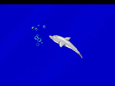 The relatively short intro shows our dolphin friend swimming around