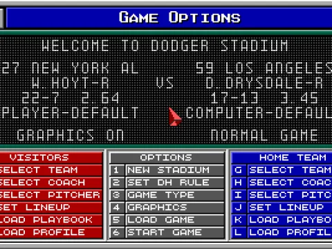 Pre-game options menu.