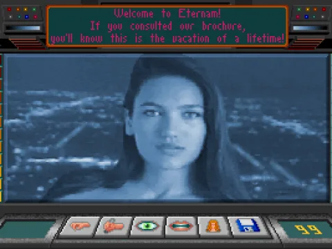 Tracy, your only friend. She's stuck inside a computer and communicates via this monitor