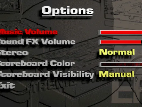 Options screen