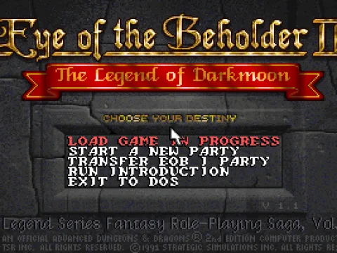 Main menu