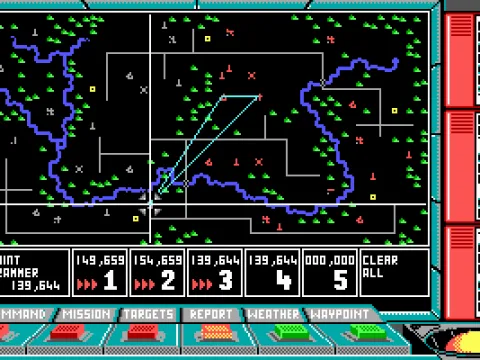 Setting waypoints on the the tactical map. It displays allied as well as enemy installations, from SAM sites to factories.