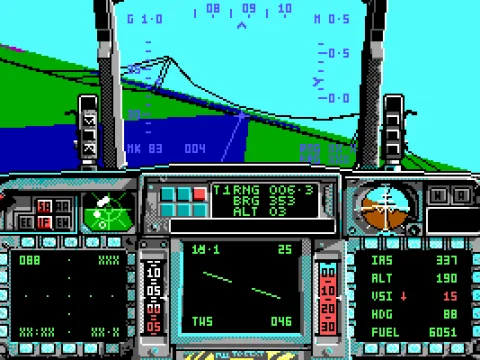 This suspension bridge marks the peak of detail in the EGA landscapes. Still, not bad for 1989.