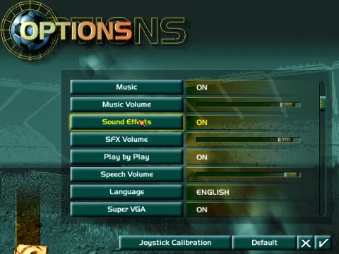 Options menu