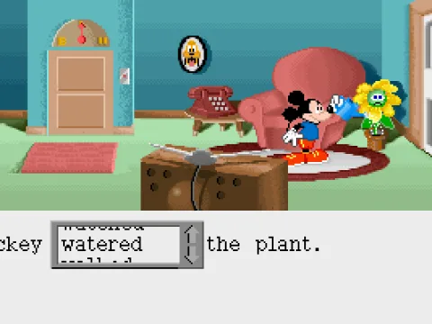 Watering the plant.