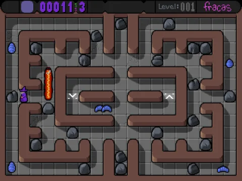 Level One: Normal/single player mode.<br>The first boulder has been destroyed. Good job we hid round the corner away from the blast