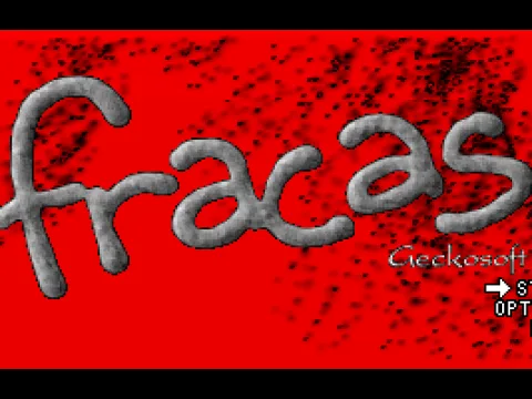 The title screen and main menu. The background is not static. This screen is also available in an acid green